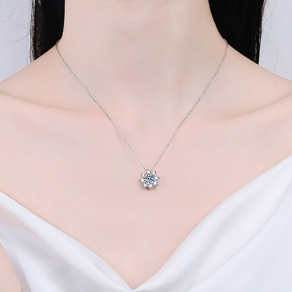 Moissanite Sunflower Wedding Necklace