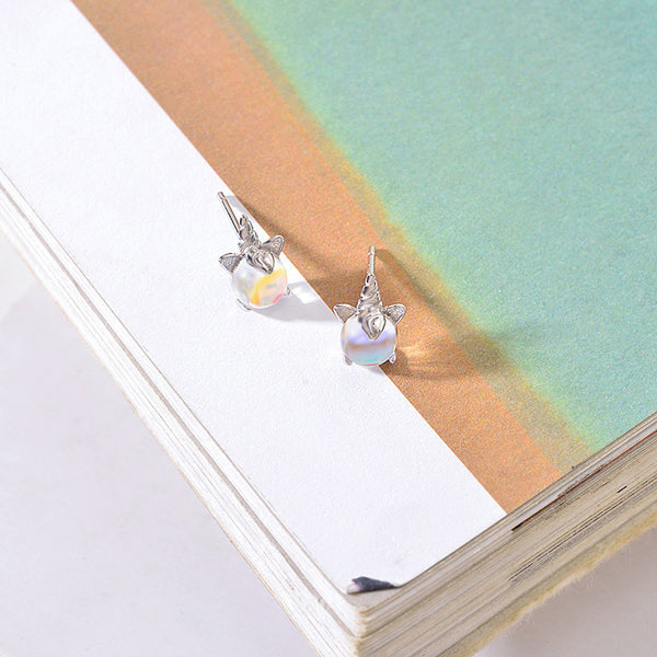 Unicorn Moonstone Tiny Stud Earrings