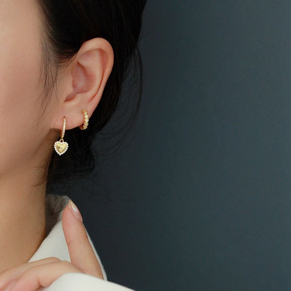 Heart Star Drop Hoop Earrings