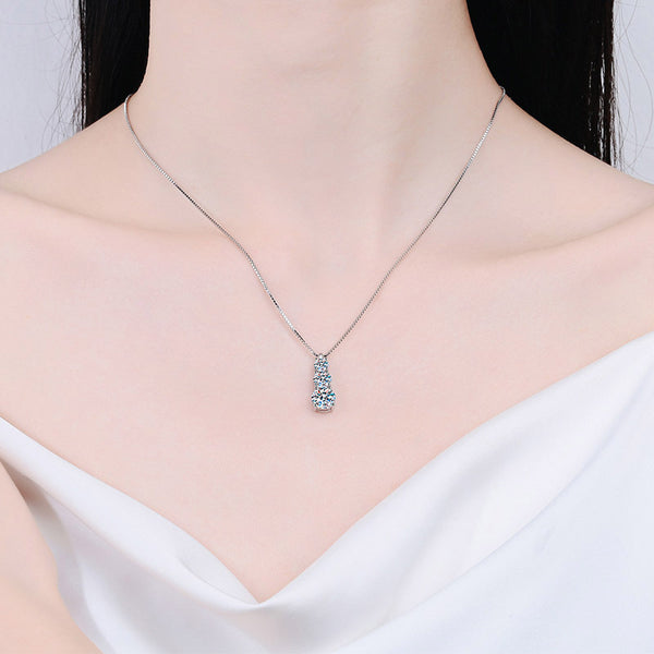 Three Stone Moissanite Wedding Necklace