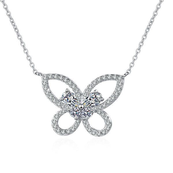 Moissanite Butterfly Wedding Necklace