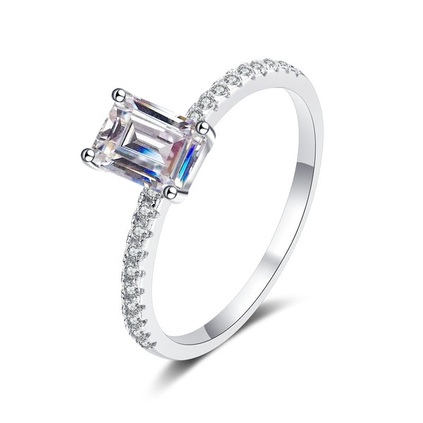 Emerald Cut Moissanite Engagement Ring