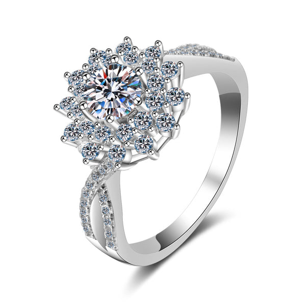 Six-Prong Moissanite Halo Engagement Ring