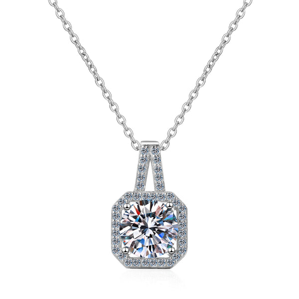 Moissanite Halo Wedding Necklace