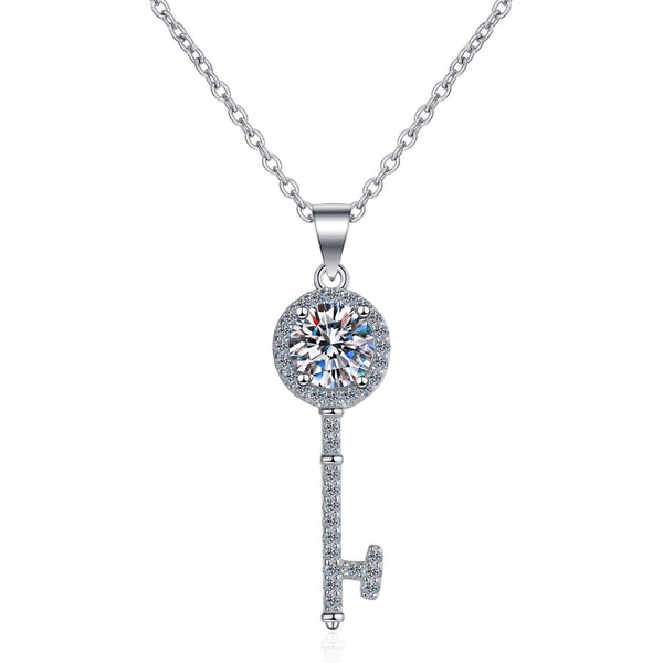 Moissanite Key Pendant Necklace