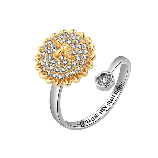 Sunflower Anxiety Fidget Spinner Ring