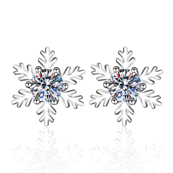 Six-Prong Moissanite Snowflake Stud Earrings