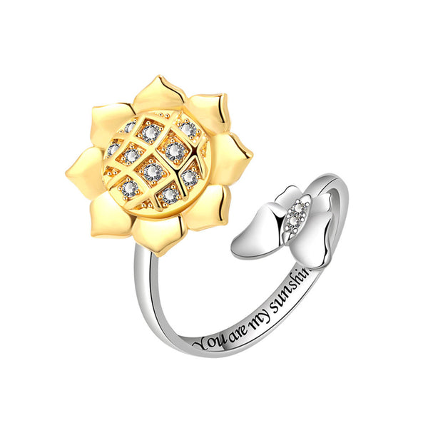 Sunflower Anxiety Fidget Spinner Ring