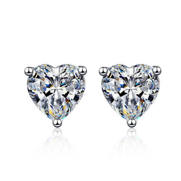 Moissanite Heart Stud Wedding Earrings