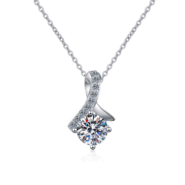 Moissanite Ribbon Wedding Necklace