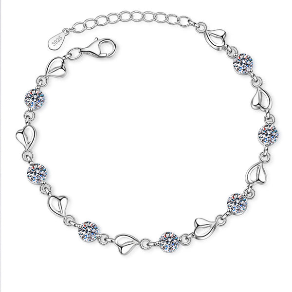 Moissanite Heart Wedding Chain Bracelet