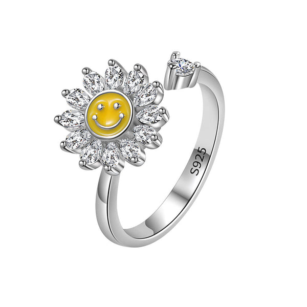 Flower Smiley Anxiety Fidget Spinner Ring