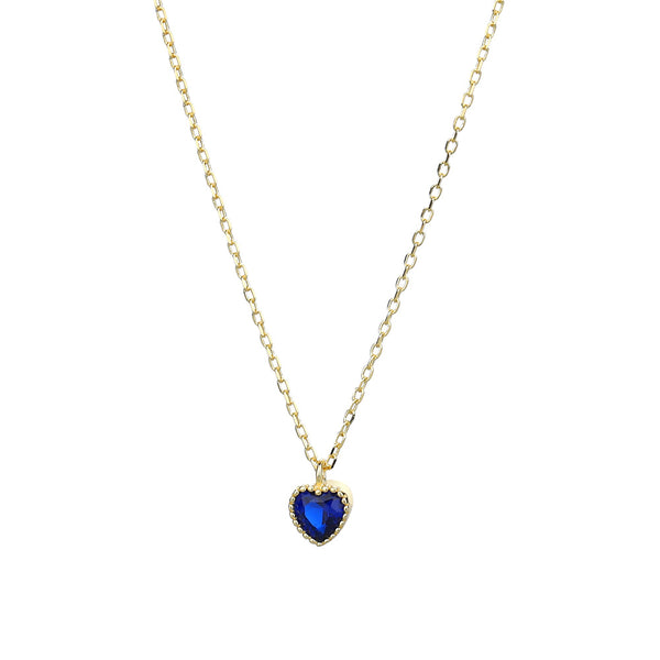 Color Gemstone Heart Pendant Necklace