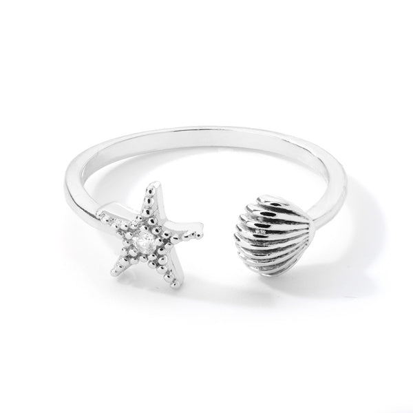 Starfish Seashell Adjustable Ring