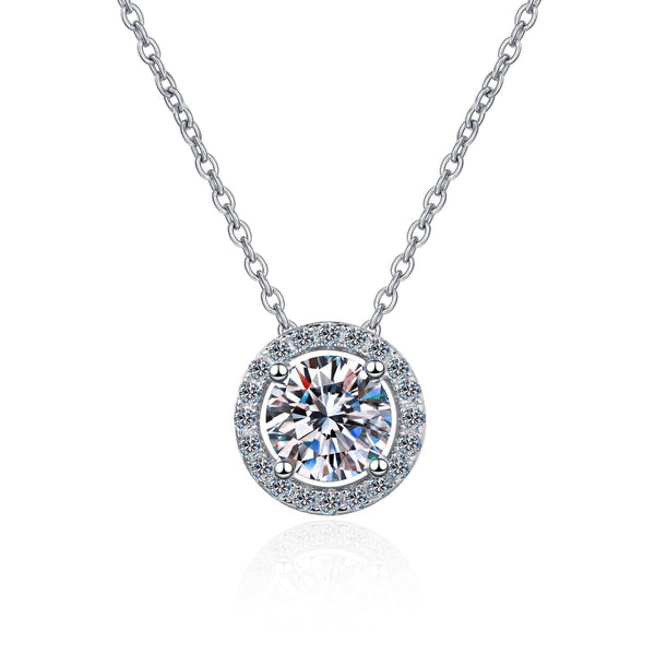 Moissanite Halo Circle Wedding Necklace