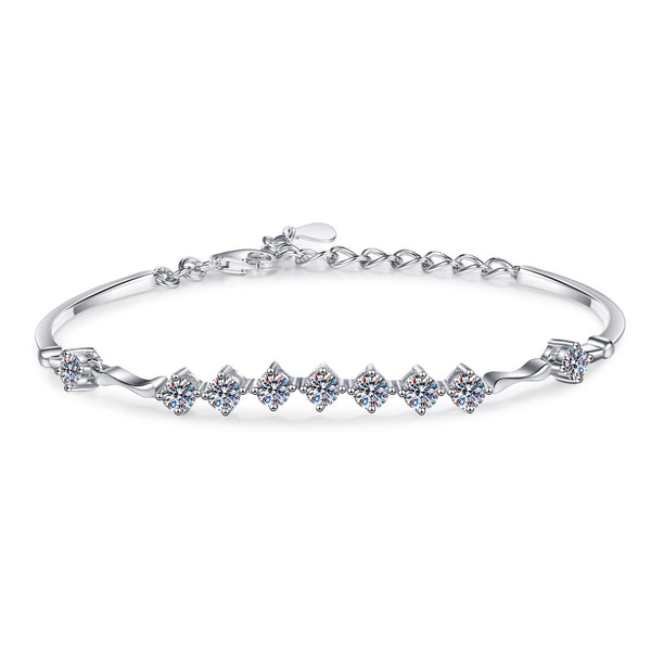 Four-Prong Moissanite Wedding Bracelet