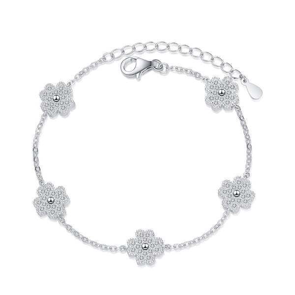 Moissanite Four Leaf Clover Wedding Bracelet