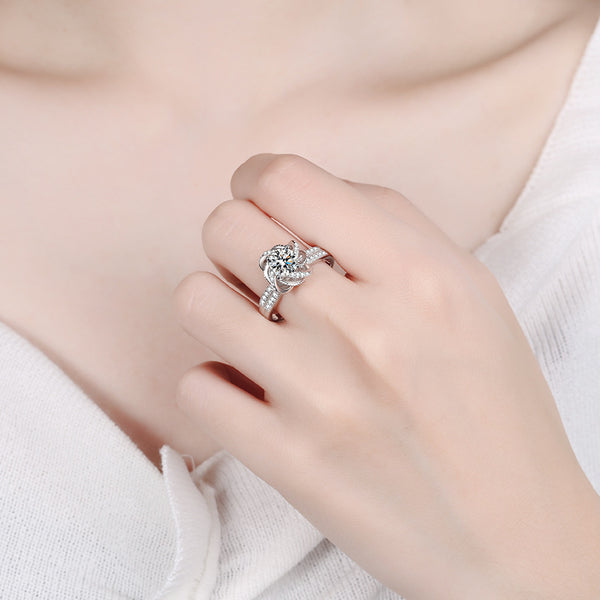 Moissanite Flower Engagement Ring