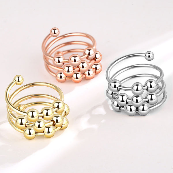 Layered Bead Anxiety Fidget Spinner Ring