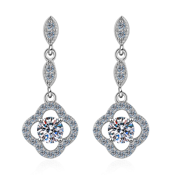 Moissanite Four Leaf Clover Wedding Earrings