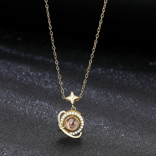 Saturn Custom Photo Projection Necklace