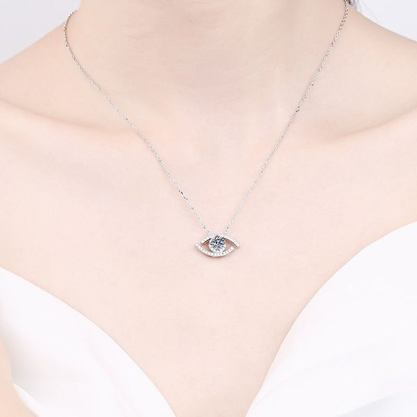 Moissanite Evil Eye Charm Necklace