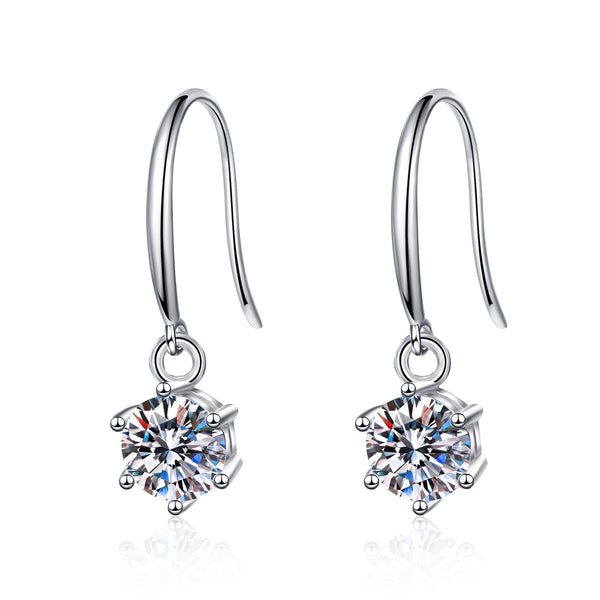 Moissanite Drop Hook Wedding Earrings