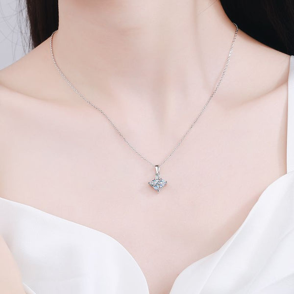 Moissanite Princess Cut Wedding Necklace