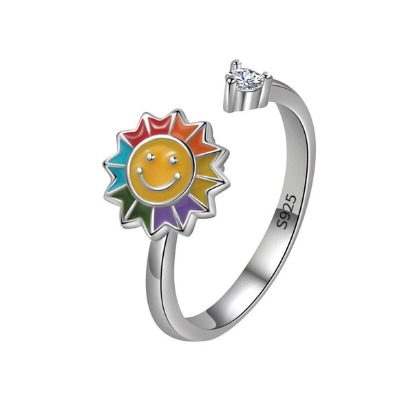 Smiley Sunflower Fidget Spinner Ring