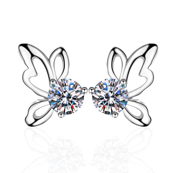 Moissanite Butterfly Stud Wedding Earrings