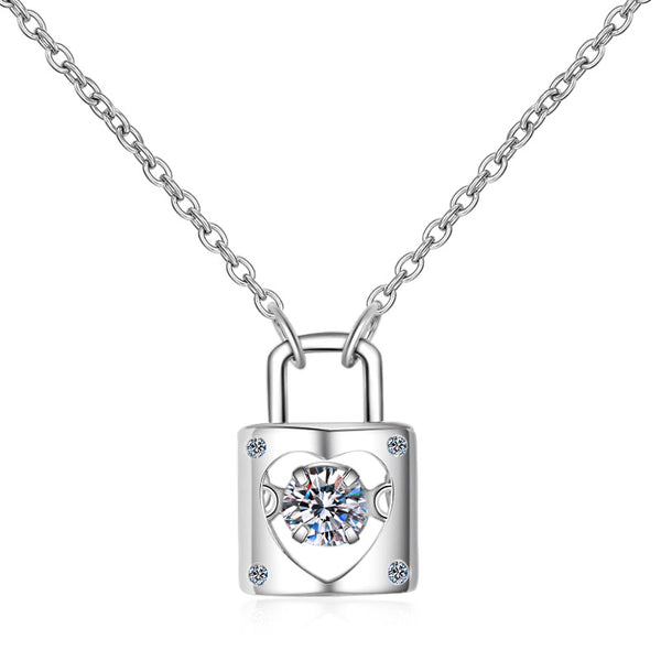 Moissanite Lock Dancing Stone Necklace