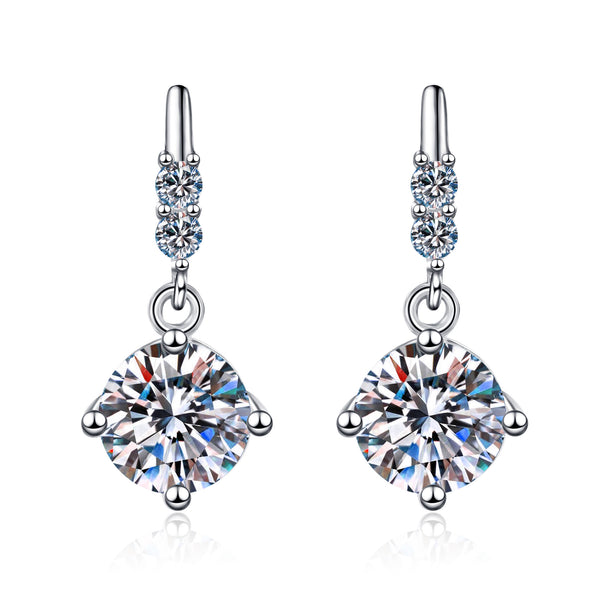 Moissanite Drop Stud Wedding Earrings