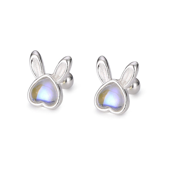 Bunny Rabbit Moonstone Stud Earrings