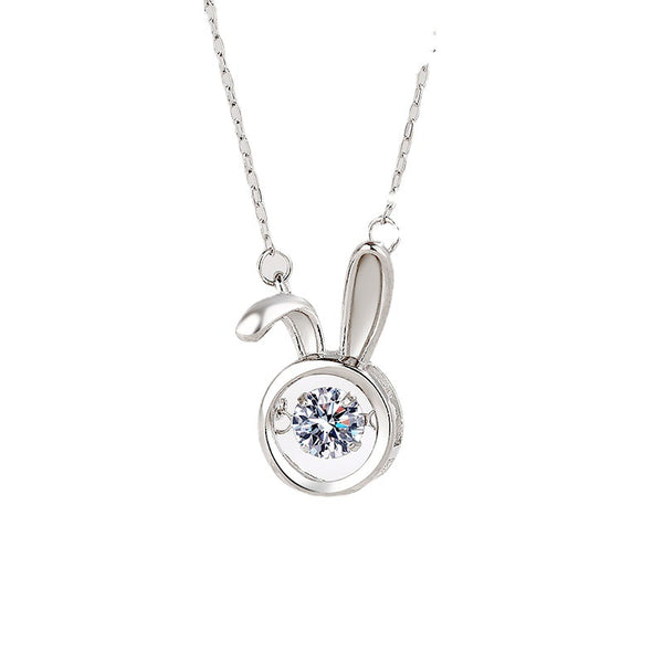 Bunny Rabbit Dancing Stone Charm Necklace