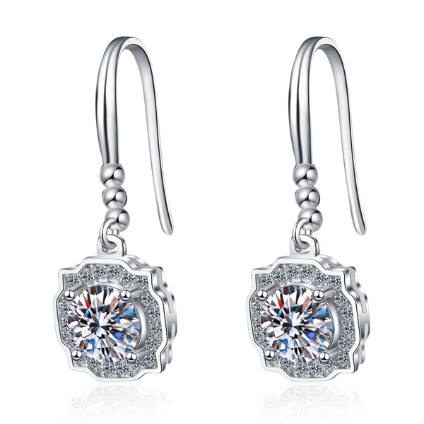 Moissanite Drop Hook Wedding Earrings