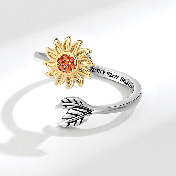 Sunflower Anxiety Fidget Spinner Ring