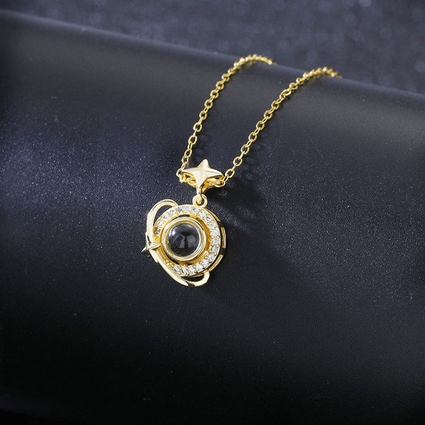 Saturn Custom Photo Projection Necklace