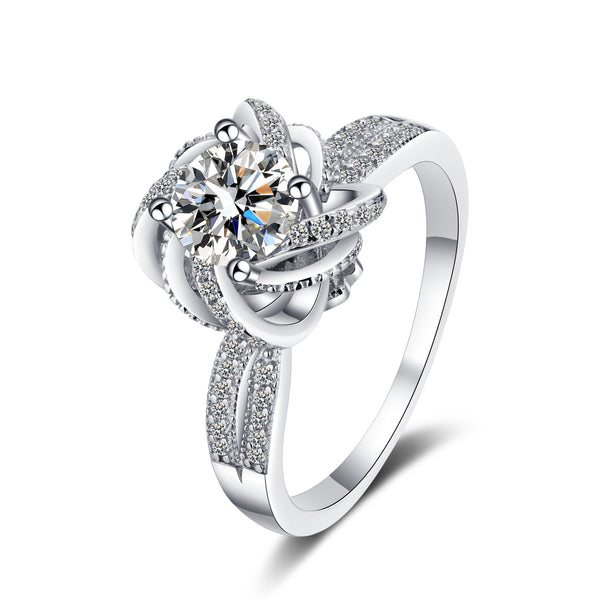 Moissanite Flower Engagement Ring