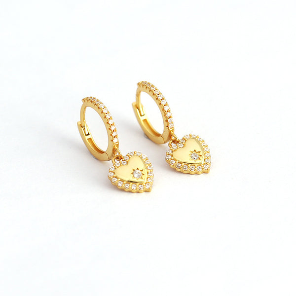 Heart Star Drop Hoop Earrings