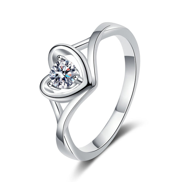 Moissanite Heart Engagement Ring