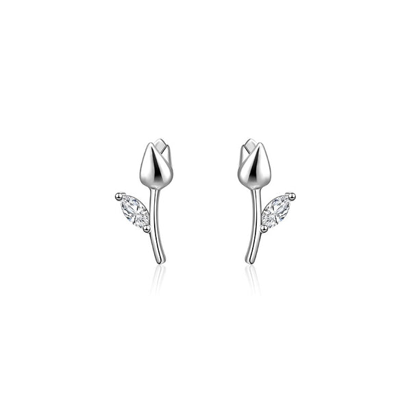 Dainty Tulip Flower Stud Earrings