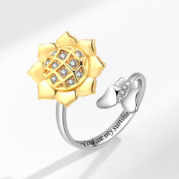 Sunflower Anxiety Fidget Spinner Ring