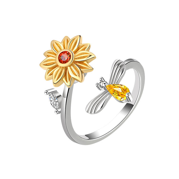 Sunflower Bee Fidget Spinner Ring