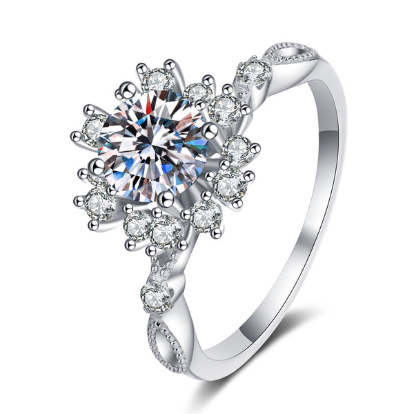 Moissanite Flower Engagement Ring