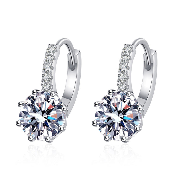 Moissanite Hoop Wedding Earrings