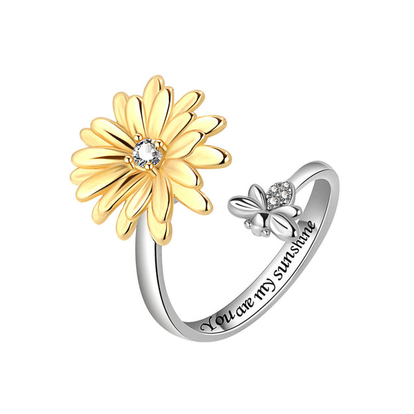 Daisy Flower Anxiety Fidget Spinner Ring