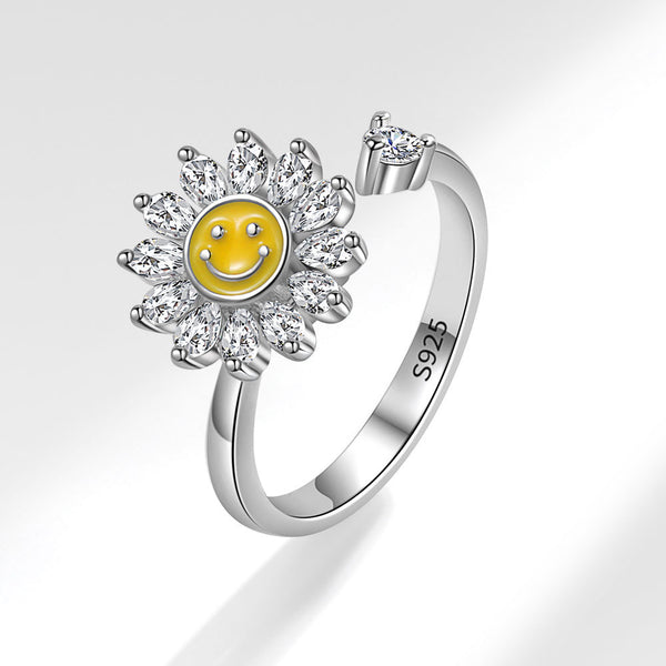 Flower Smiley Anxiety Fidget Spinner Ring