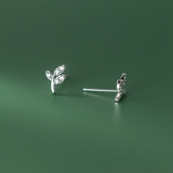 Tiny Leaf Wedding Stud Earrings