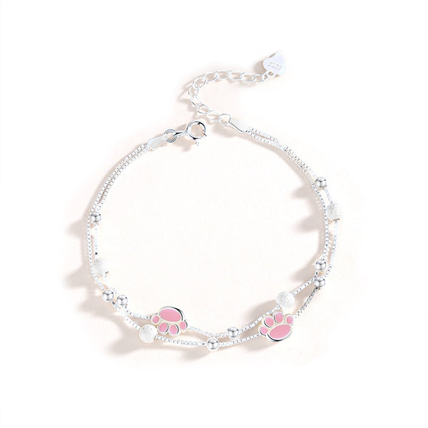 Cat Paw Charm Double Chain Bracelet