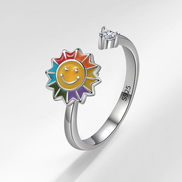 Smiley Sunflower Fidget Spinner Ring